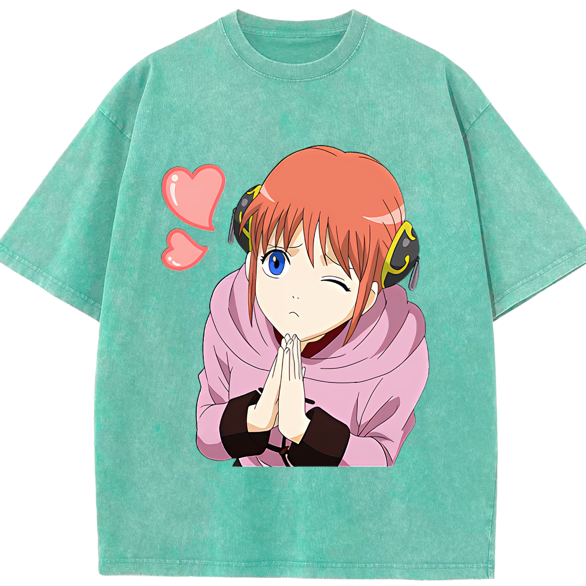 （画像用） ぎんたま 坂田銀時（さかたぎんとき） 神楽 志村新八（しむら しんぱち） GINTAMA Sakata Gintoki Kagura Shimura Shinpachi 綿100% ヴィンテージ風 半袖Tシャツ（フロントプリント）